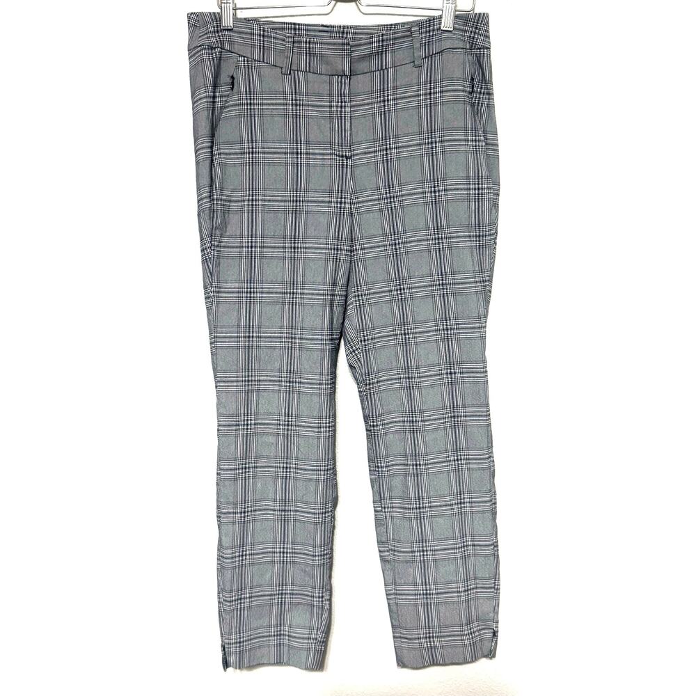 Lane Bryant Women's Gray Plaid Check Pants Size 14 Ankle Trousers Chic Trendy